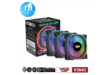 Bộ Kit 3 Fan Case 12cm VSP V304C LED ARGB (1 Hub + 1 Remote + 3 Fan) - Hàng chính hãng VSP phân phối