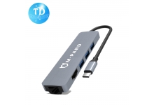 BỘ CHIA TÍN HIỆU TYPE-C ->3USB 3.0 + HDMI + LAN 20CM MD084 M-PARD