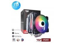 Tản nhiệt CPU VSP V640 LED ARGB (Tản khí 6 ống đồng, Tháp đôi, 2 Fan 12cm, Full Socket) - Hàng chính hãng VSP phân phối