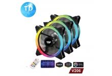 Bộ Kit 3 Fan Case 12cm VSP V206 LED RGB (1 Hub + 1 Remote + 3 Fan) - Hàng chính hãng VSP phân phối