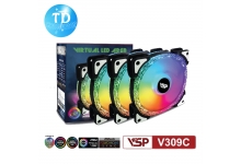 Bộ Kit 3 Fan Case 12cm VSP V309C LED ARGB (1 Hub + 1 Remote + 3 Fan) - Hàng chính hãng VSP phân phối