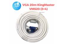 Cáp VGA 20m KingMaster VMS20 (3+4) Trắng FullHD sắc nét - Hãng phân phối
