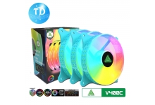 Bộ Kit 3 Fan Case 12cm VSP V400C [XANH] LED ARGB (1 Hub + 1 Remote + 3 Fan) - Hàng chính hãng VSP phân phối